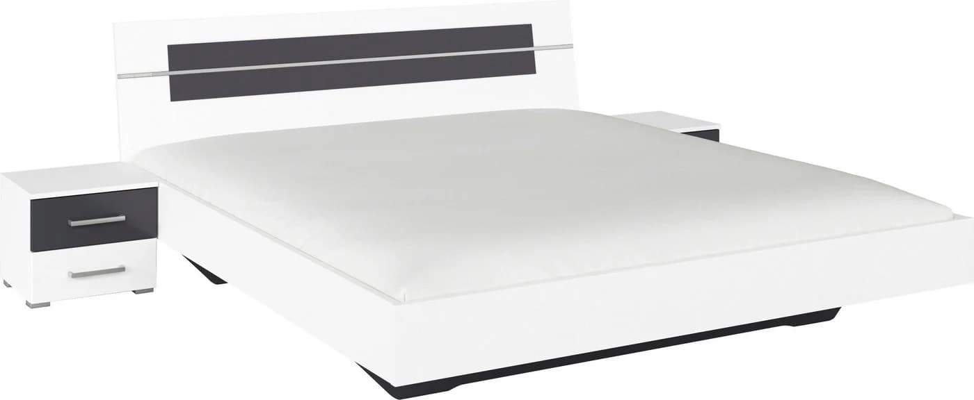 Rauch Bettanlage BURANO Doppelbett mit 2 Nachttischen Weiß/Grau - Bild 2