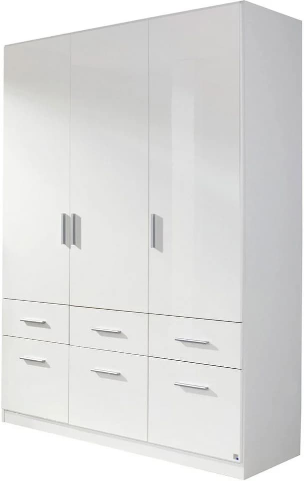 Carryhome Drehtürenschrank Weiß Hochglanz 6 Schubladen - Bild 2