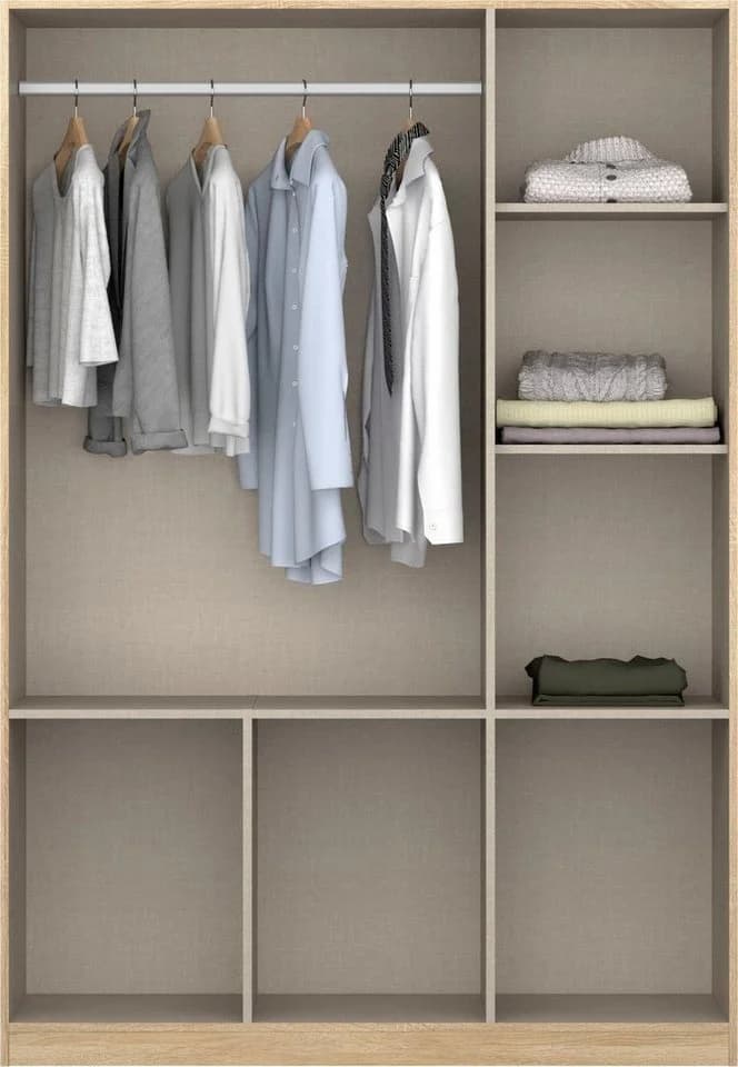 Carryhome Drehtürenschrank Weiß Hochglanz 6 Schubladen - Bild 3