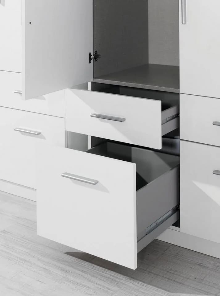 Carryhome Drehtürenschrank Weiß Hochglanz 6 Schubladen - Bild 5