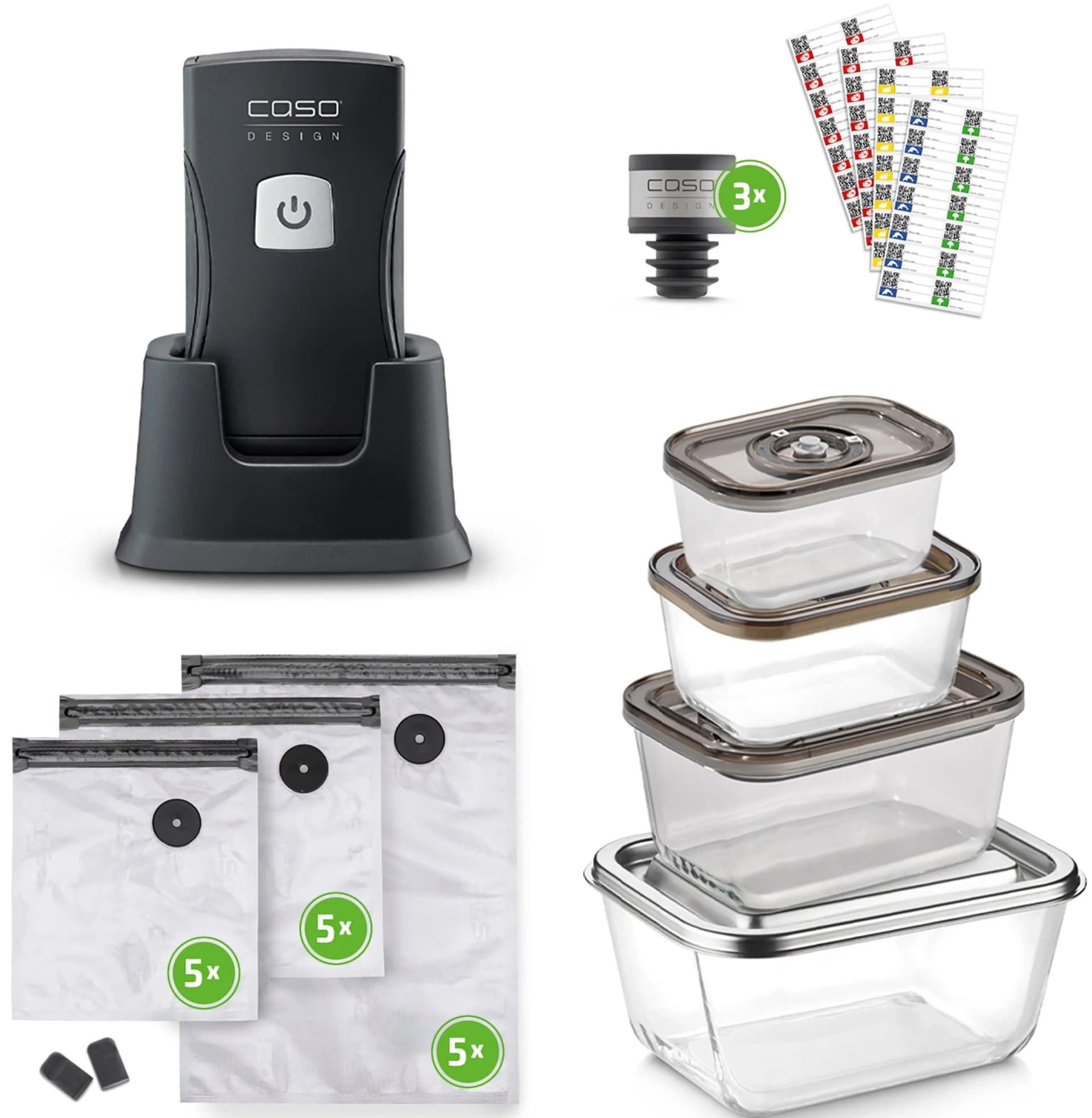 CASO Vakuumierer 1336 Vacu OneTouch Pro Set Schwarz
