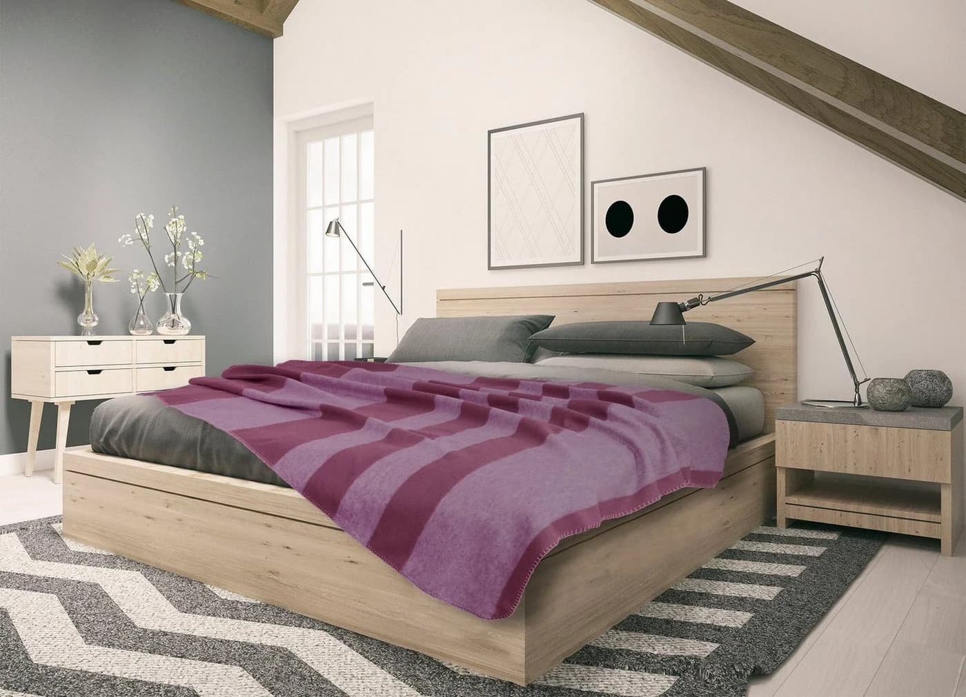 SETEX Kuscheldecke Gestreift Rosa Bordeaux Wohndecke