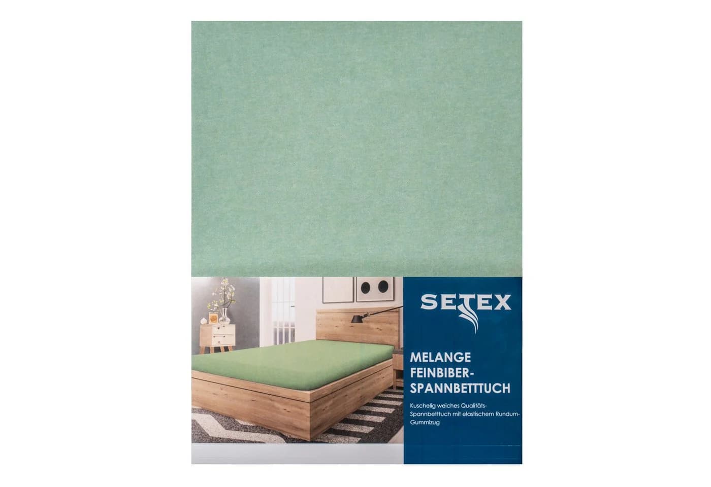 SETEX Spannbettlaken Feinbiber Salbeigrün Rundum-Gummizug - Bild 2