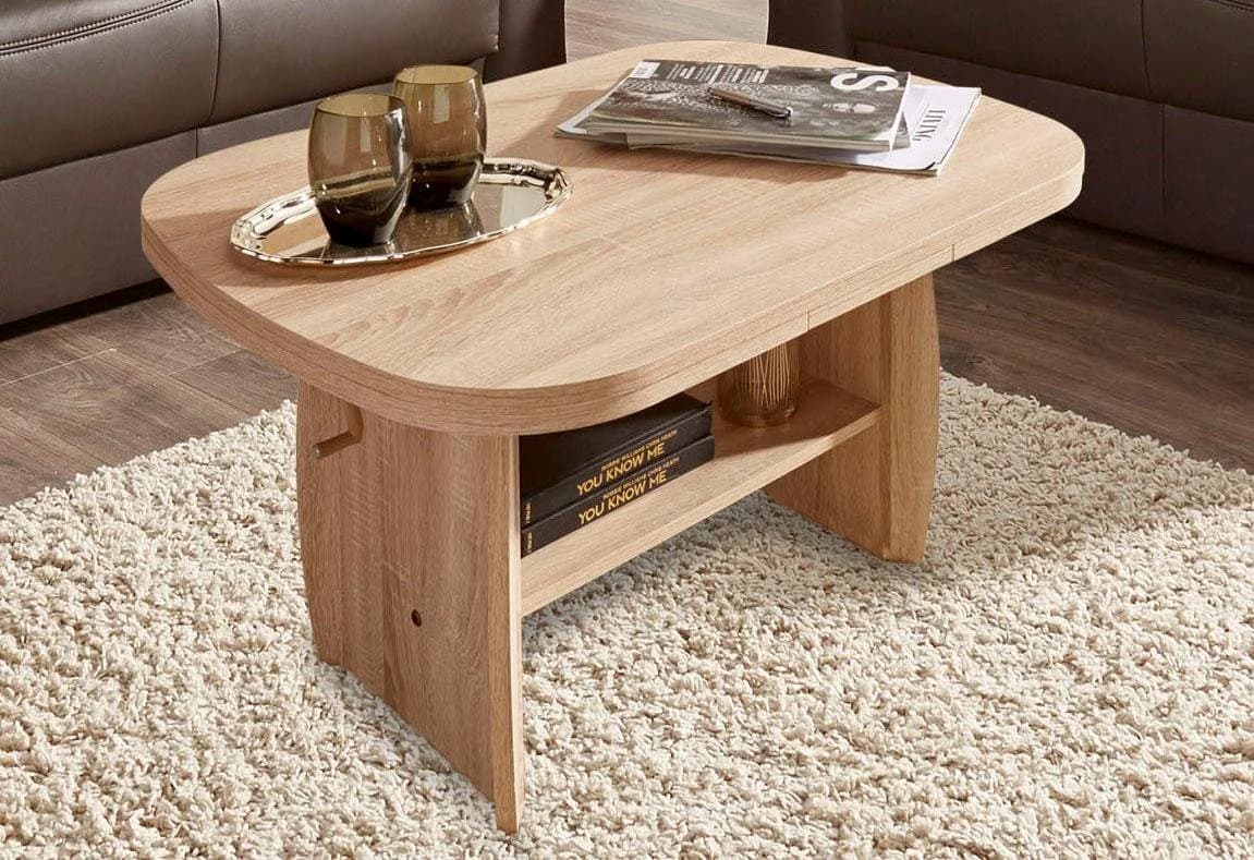 Mid.you Couchtisch Buche höhenverstellbar ausziehbar Landhausstil