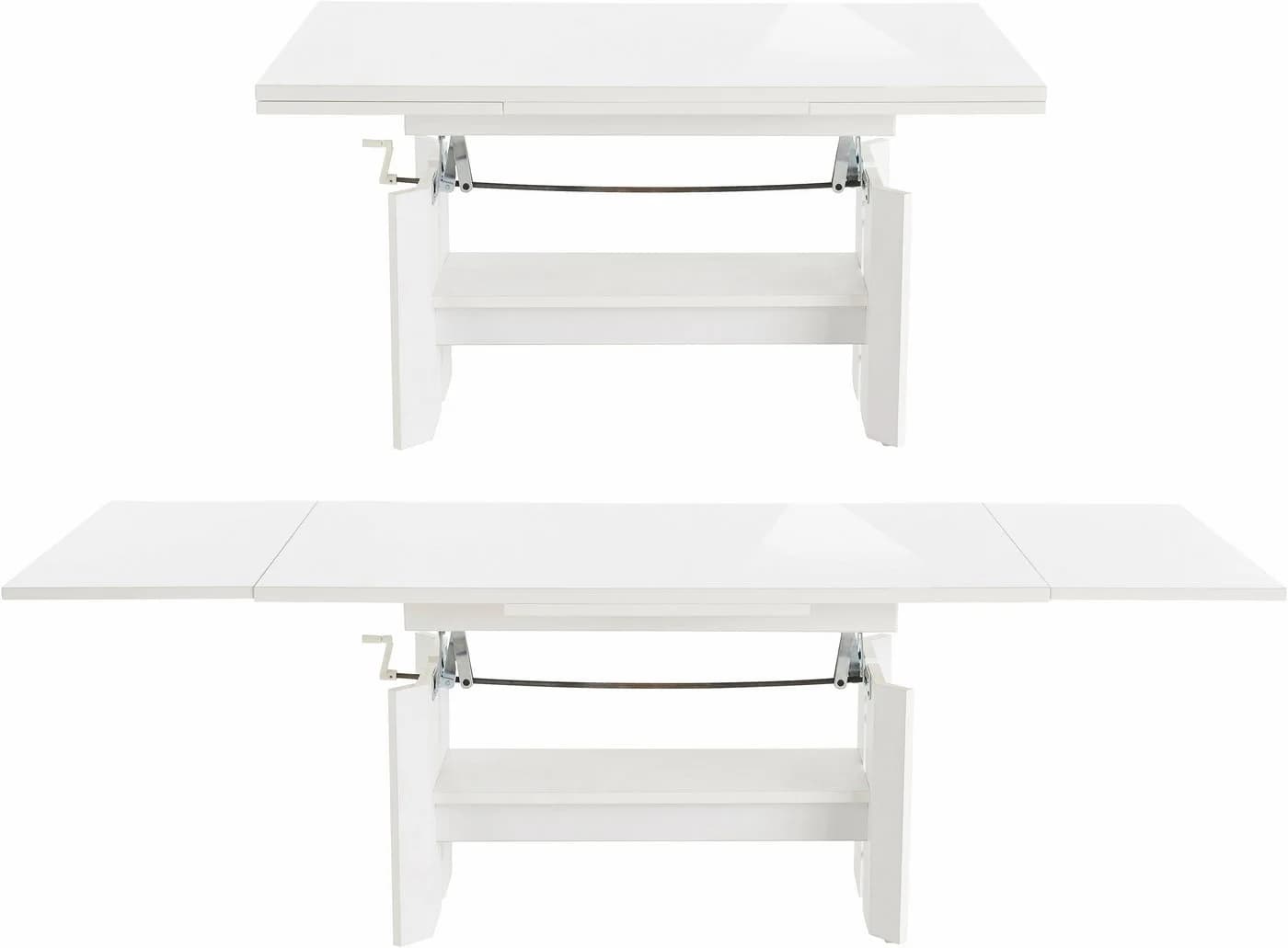 HELA Couchtisch Weiß Höhenverstellbar Ausziehbar Modern - Bild 4