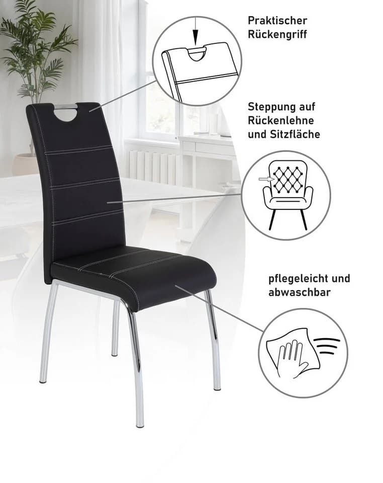 HELA Stuhl SUSI 2er Set Schwarz mit Griff - Bild 4