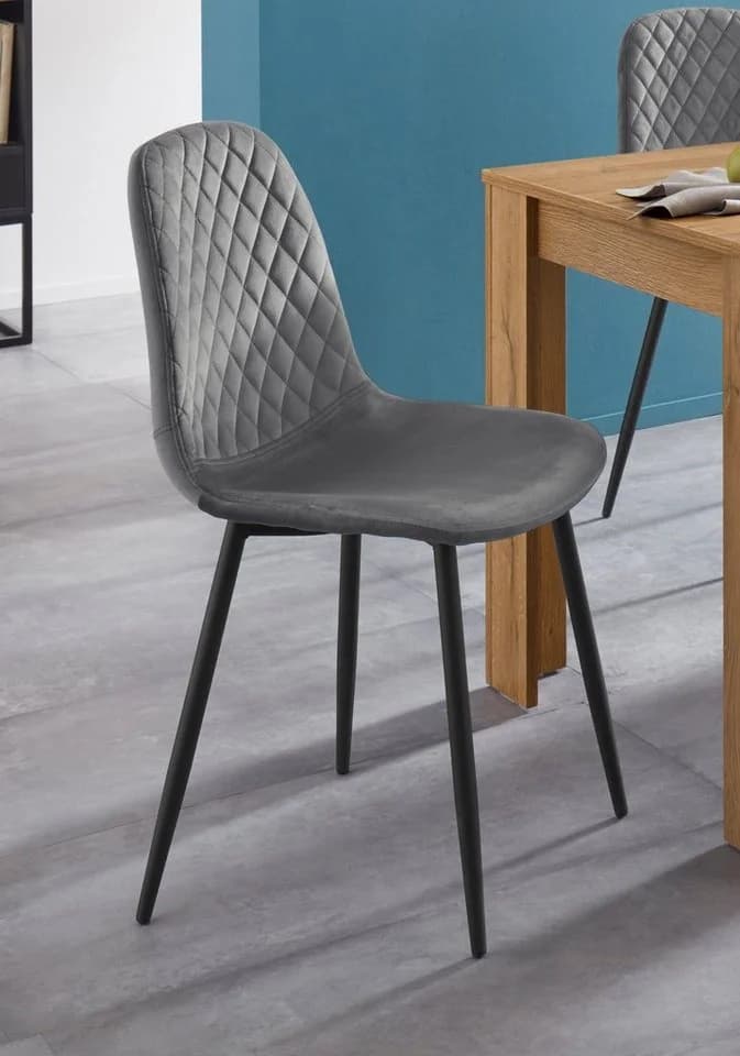 HELA Schalenstuhl MIRA Grau 4er Set mit Samtvelour