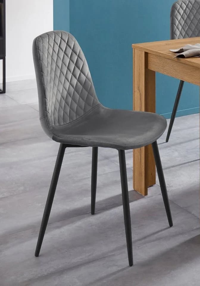 HELA Schalenstuhl MIRA 2er Set Grau Samtvelour Metallgestell