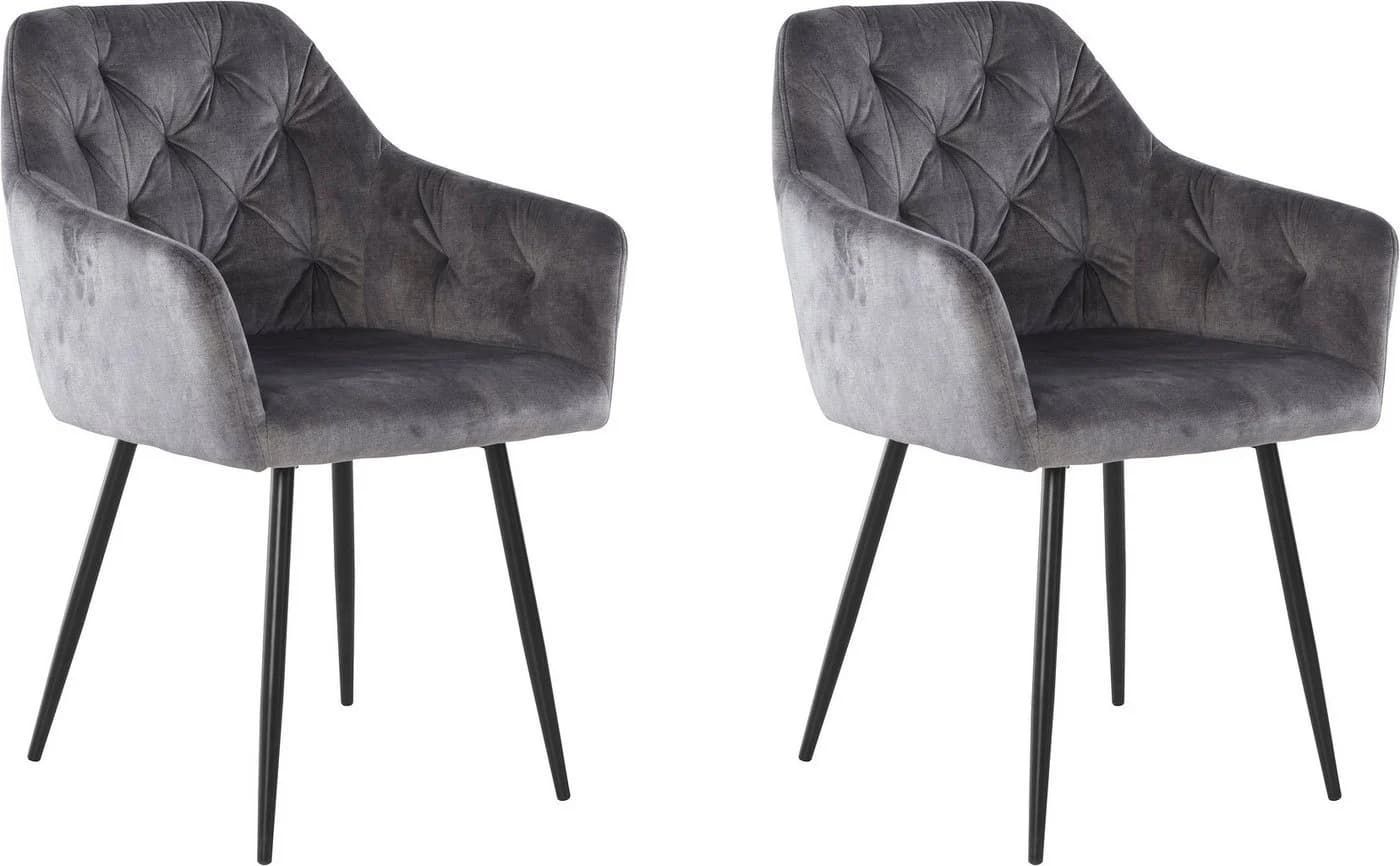 HELA Kira Schalenstuhl Boho Grau Schwarz Samt