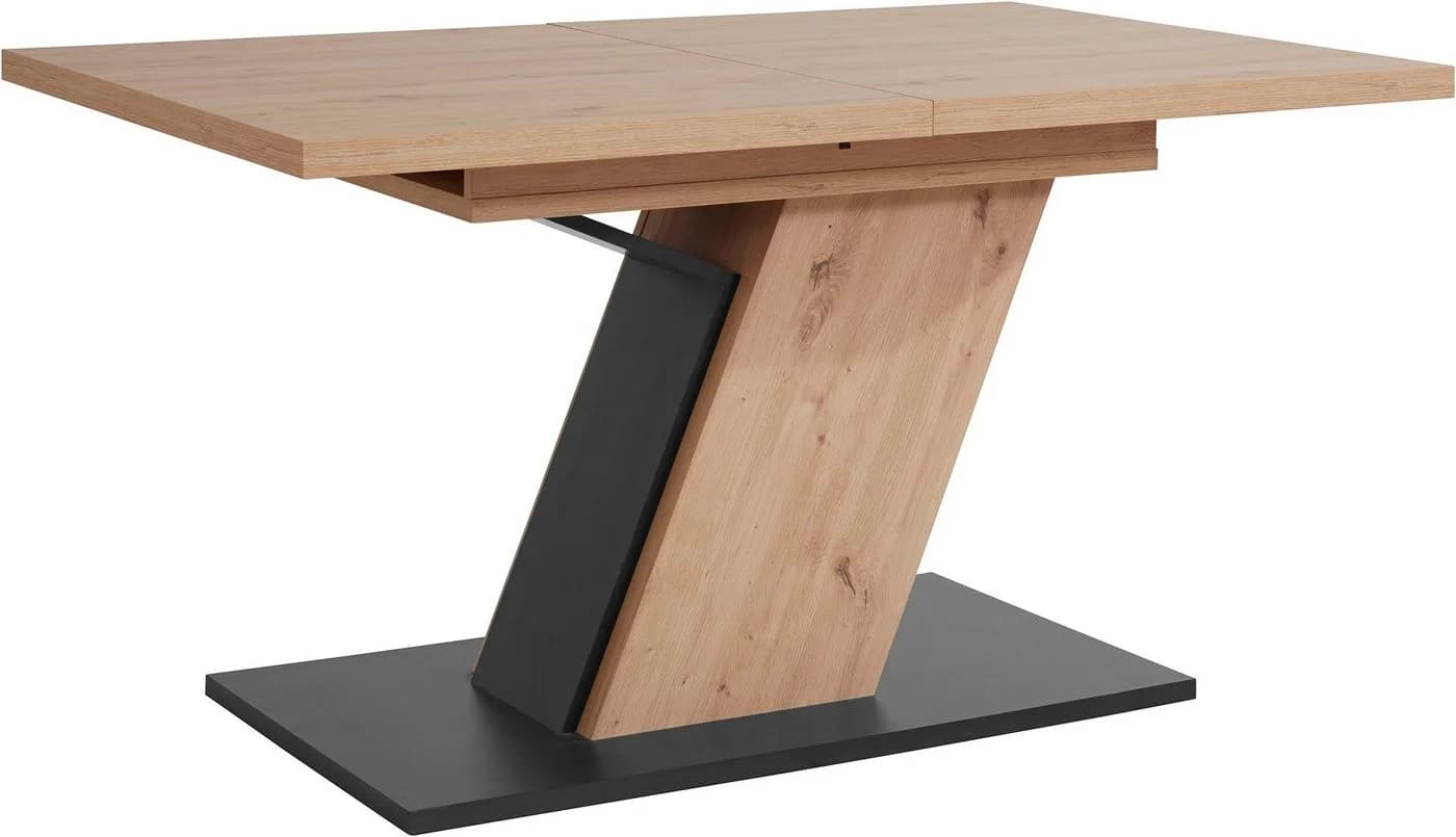 HELA Gesa Säulen-Esstisch Ausziehbar Schwarz Braun Holzoptik - Bild 2