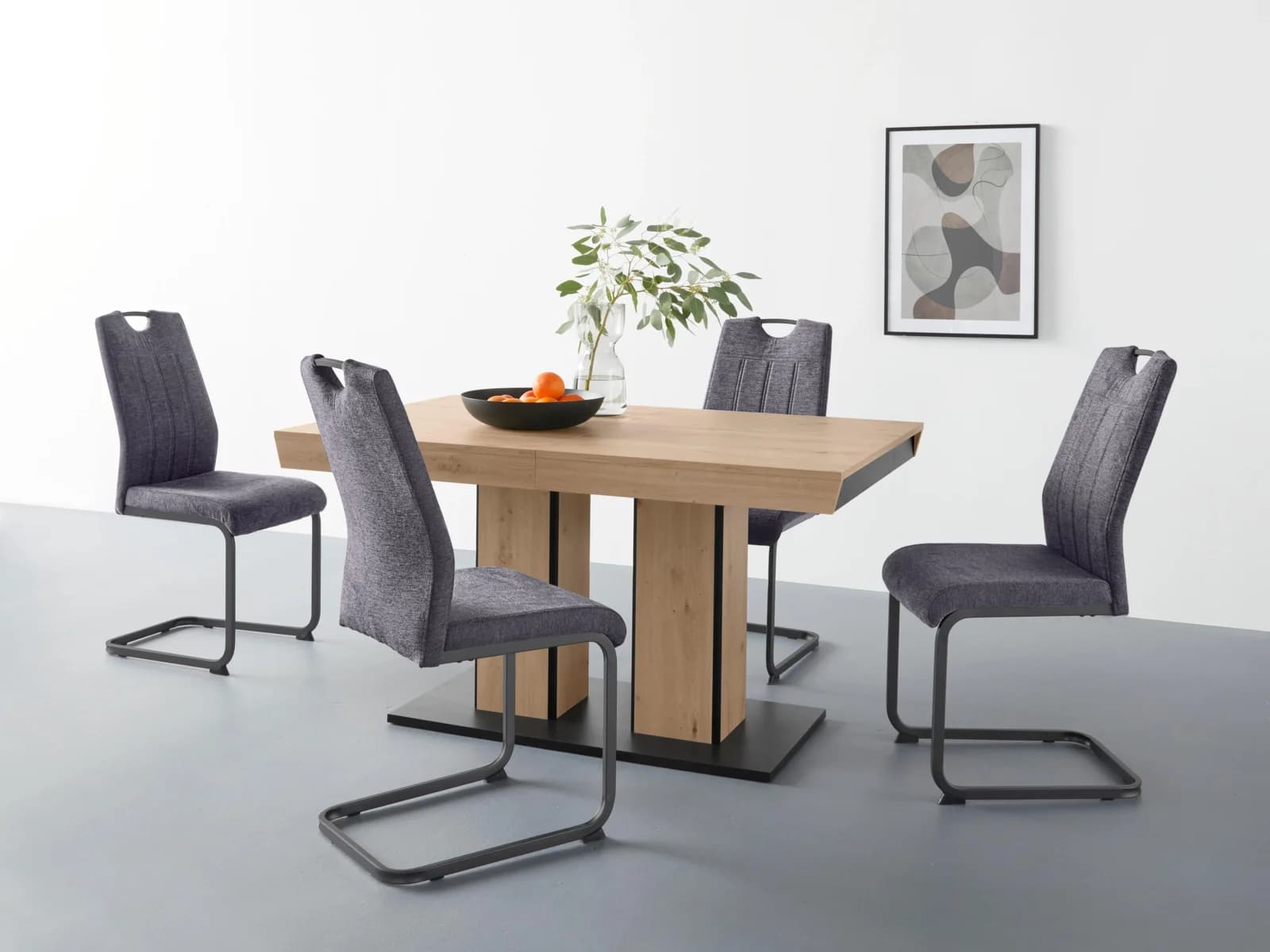 HELA Essgruppe mit ausziehbarem Tisch 140-220 cm Braun/Grau