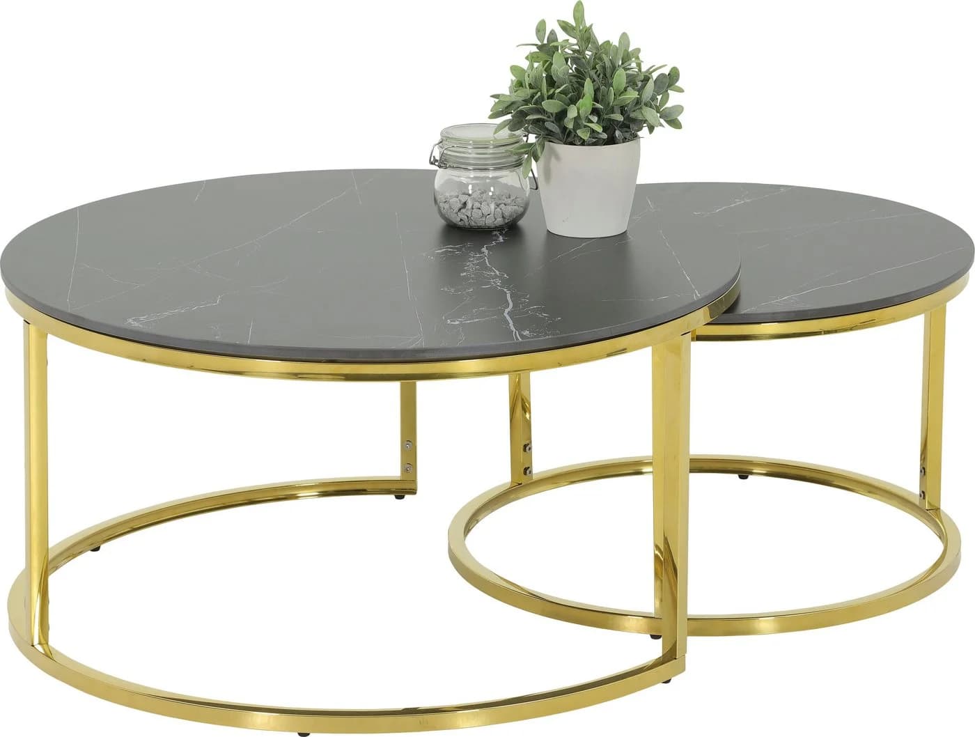 HELA Satztisch LUIS 2er Set Schwarz/Gold Marmoroptik