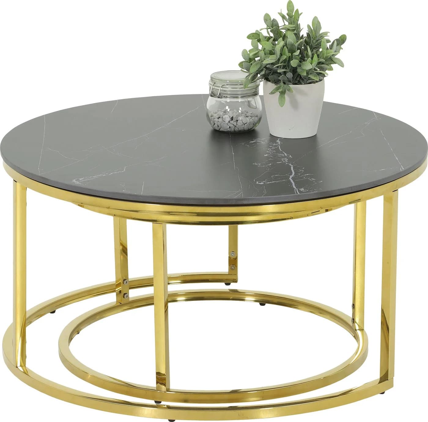 HELA Satztisch LUIS 2er Set Schwarz/Gold Marmoroptik - Bild 2