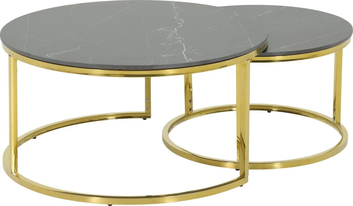 HELA Satztisch LUIS 2er Set Schwarz/Gold Marmoroptik - Bild 3