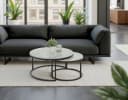 HELA Satztisch LUIS 2er Set Rund Grau Schwarz Marmoroptik Bild 1