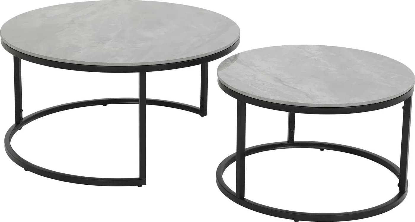 HELA Satztisch LUIS 2er Set Rund Grau Schwarz Marmoroptik - Bild 5