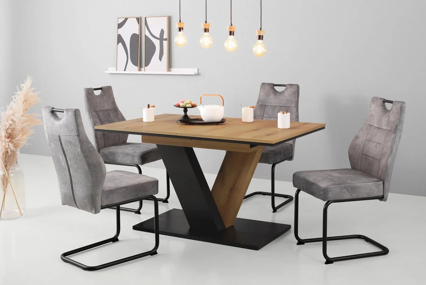 HELA Esszimmerstuhl Linda S Schwingstuhl Grau 2er Set