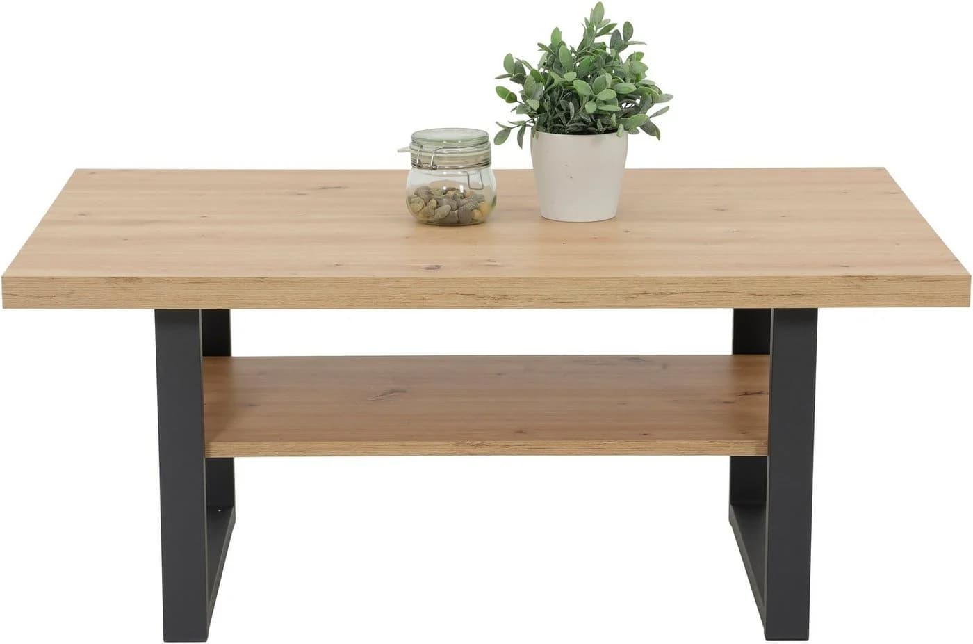 HELA Couchtisch ANTON Schwarz mit Ablagefläche Holzoptik - Bild 2