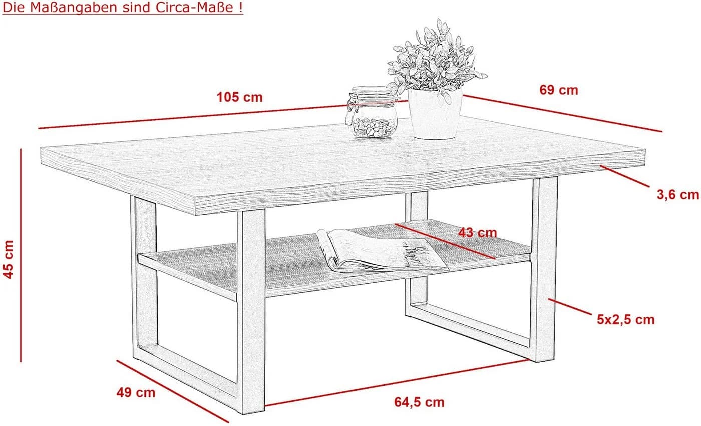 HELA Couchtisch ANTON Schwarz mit Ablagefläche Holzoptik - Bild 3