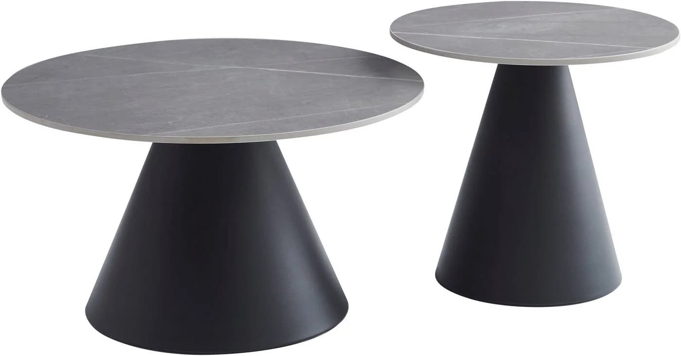 HELA Couchtisch DUSTIN 2er Set Grau Schwarz Marmoroptik - Bild 2