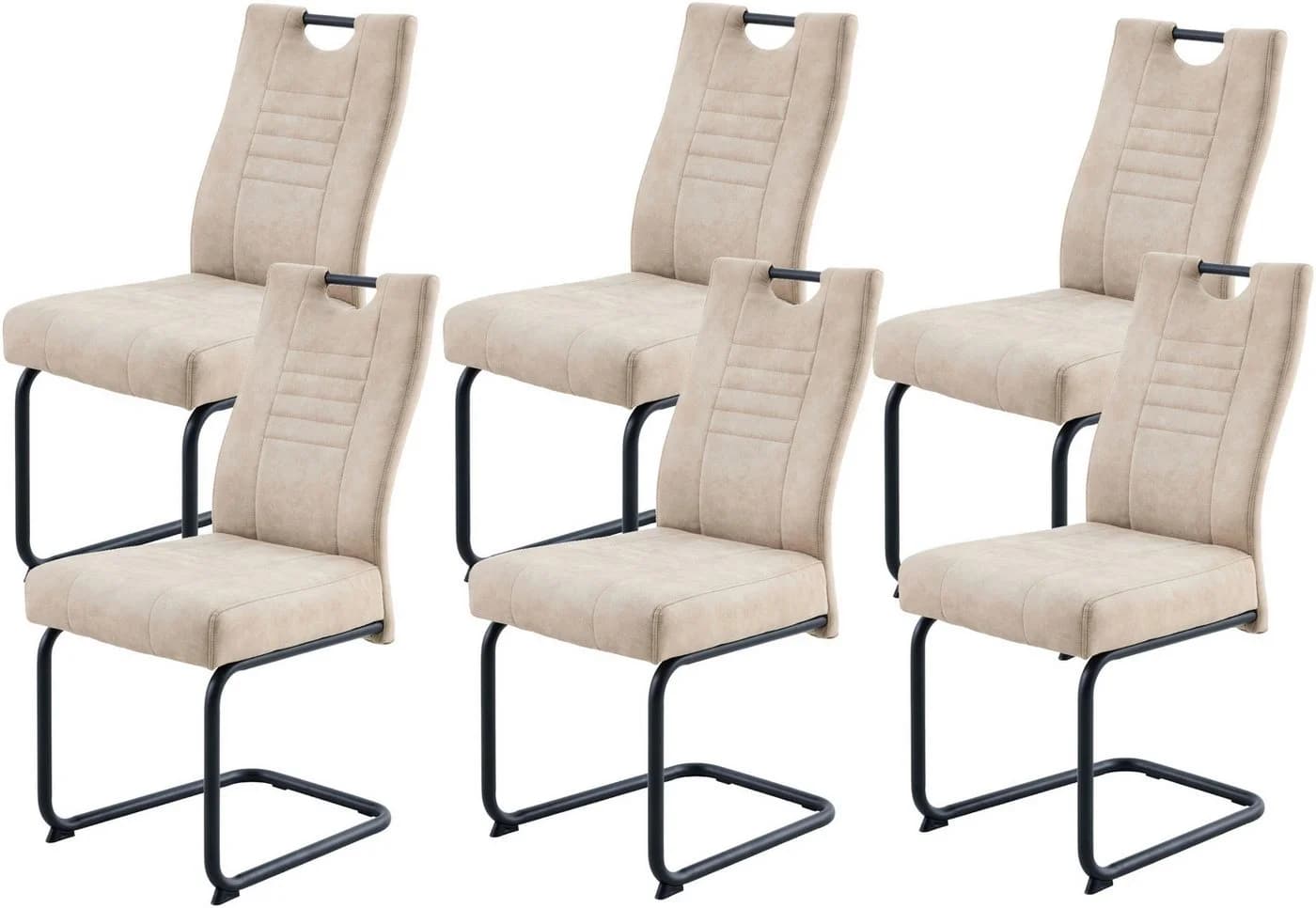 Freischwinger OTTO HOME Altona Beige Schwarz 6er Set Microfaser - Bild 2
