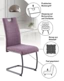 HELA Freischwinger FLORENZ 4er Set Violett gepolstert mit Griff Bild 3