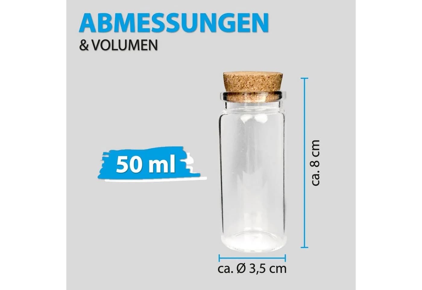 Bestlivings Vorratsglas mit Korken 2-tlg. Glas transparent 50ml