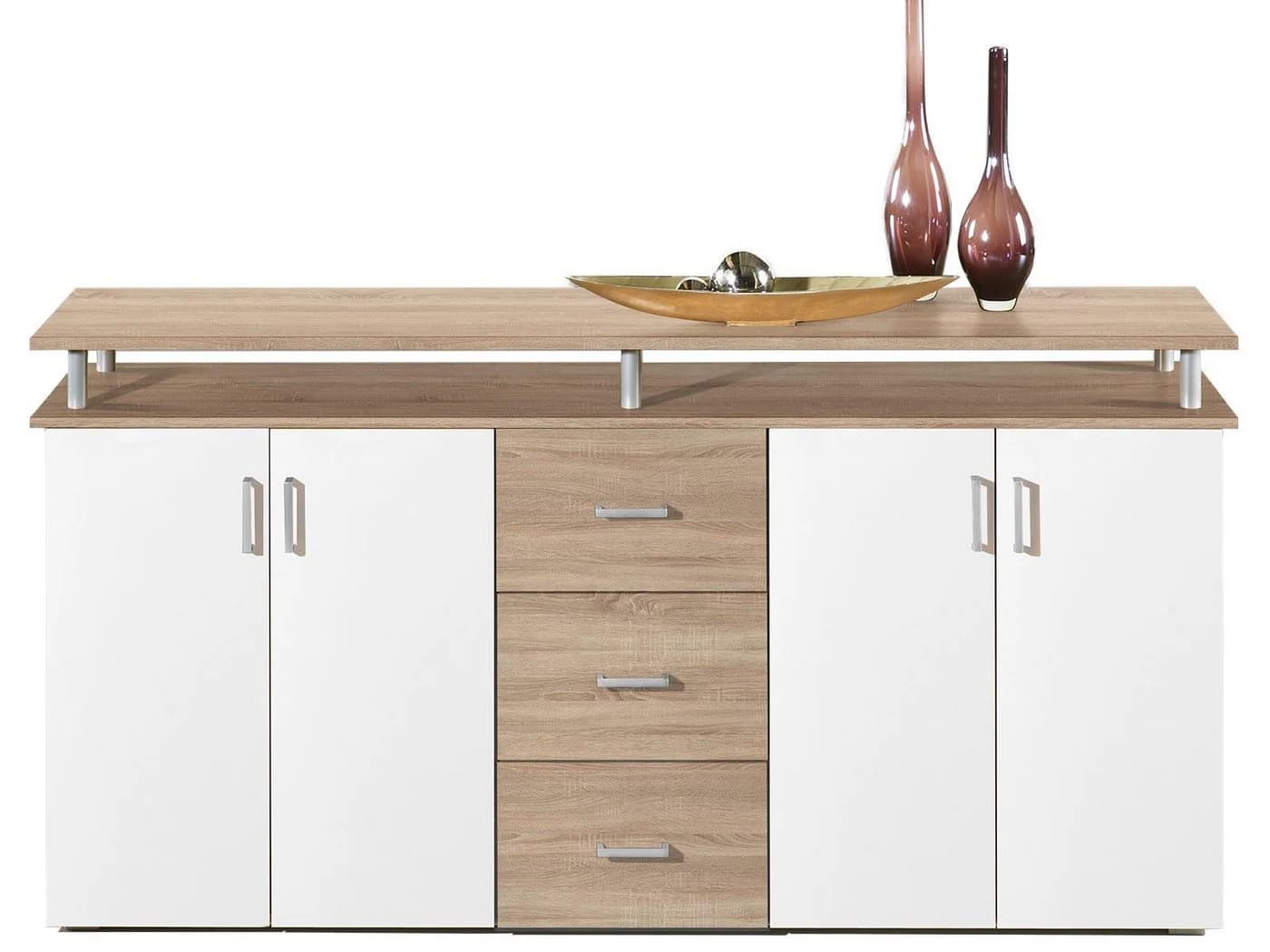 Highboard im Lyndy Stil aus Kunststoff, Spanplatte, Metall und Holz - Bild 2