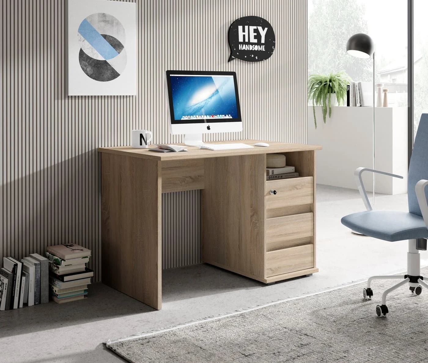 BEGA OFFICE Primus 1 Schreibtisch Braun Eiche Sonoma mit Schubladen