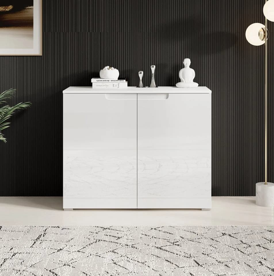 Kommode HBZ Spice weiß Hochglanz 2 Türen 2 Einlegeböden - Bild 5