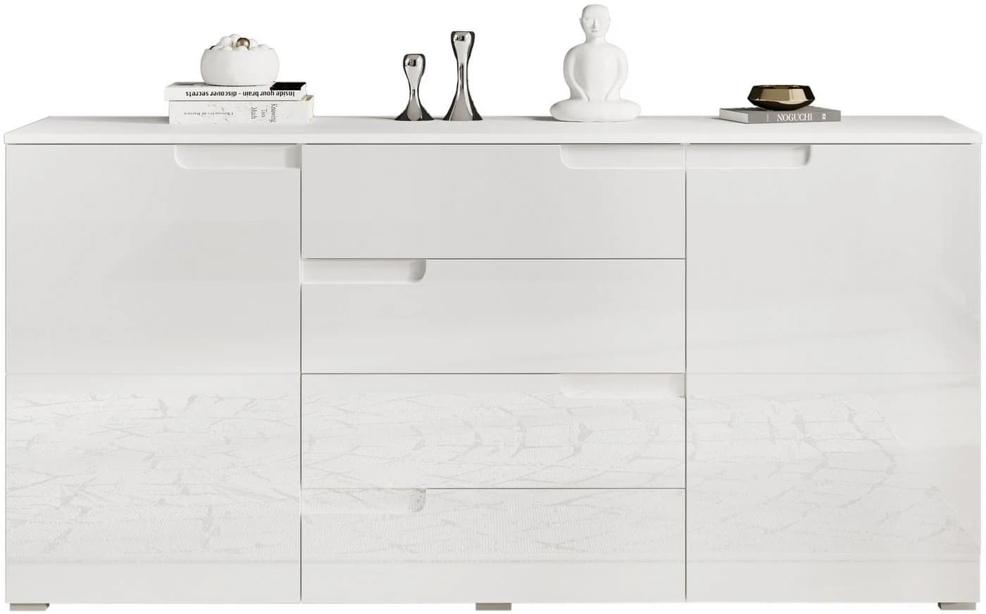Carryhome Sideboard Spice Weiß Hochglanz 165x80x40cm - Bild 3