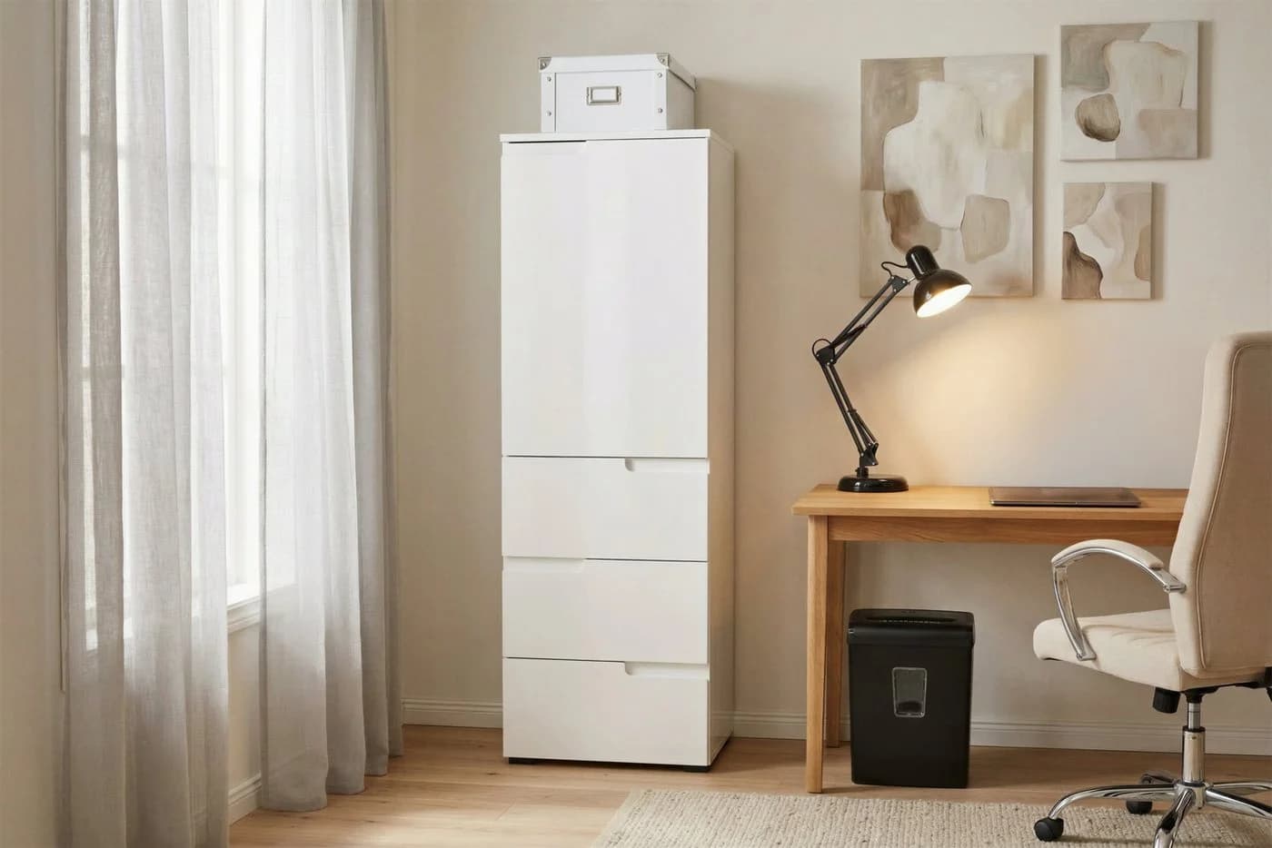 BEGA OFFICE Spice Aktenschrank Weiß Hochglanz 3 Schubladen - Bild 3