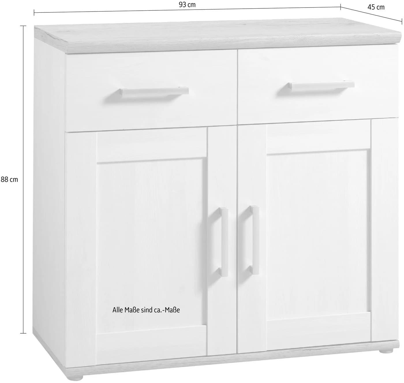 Xora Kommode Landhausstil Weiß Braun 2 Türen 2 Schubladen - Bild 4