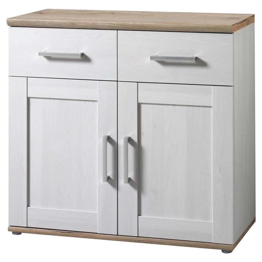 Xora Kommode Landhausstil Weiß Braun 2 Türen 2 Schubladen - Bild 5