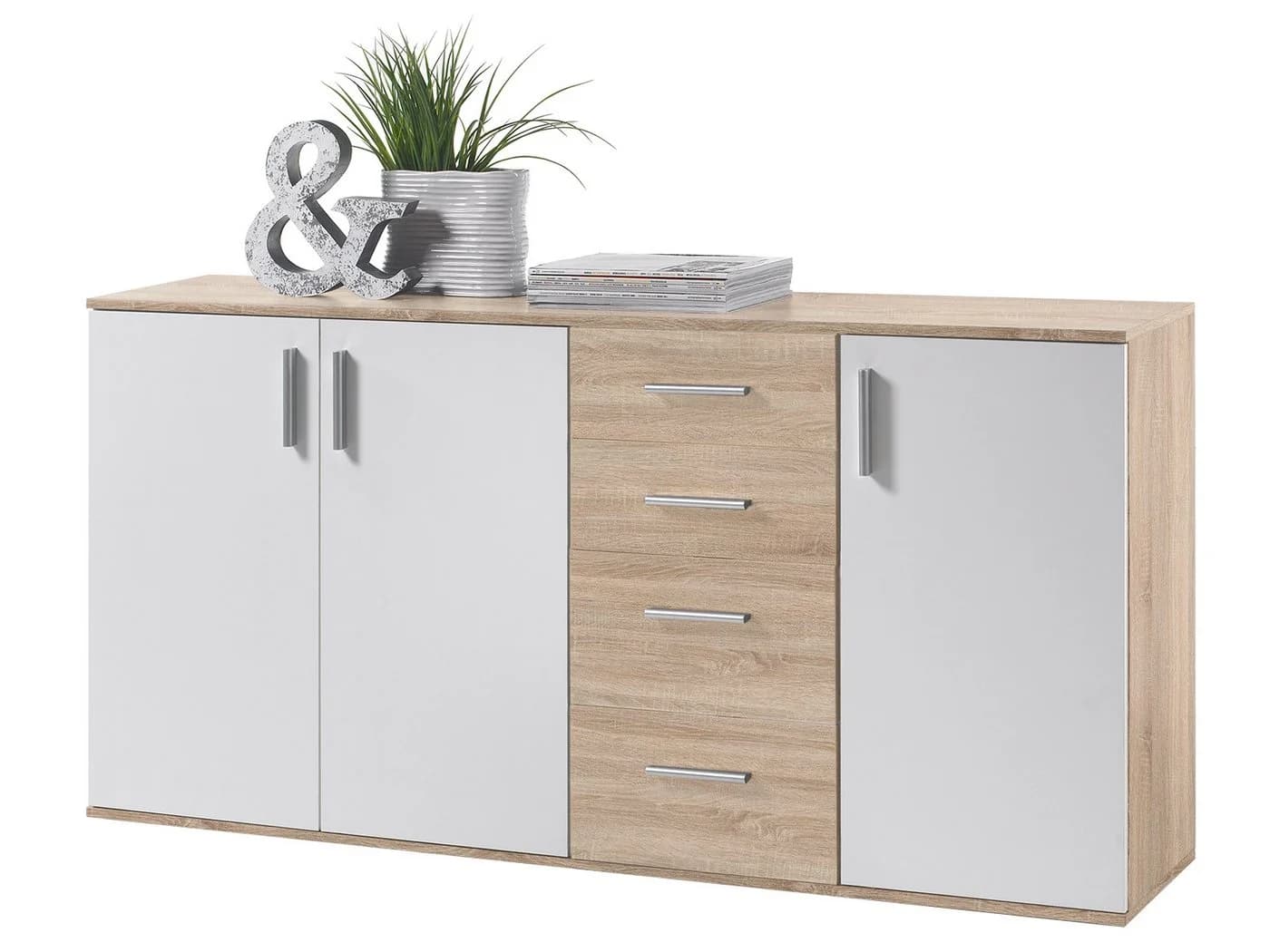 Bega Consult Kommode Sonoma-hell Weiß 4 Schubladen 3 Türen - Bild 2