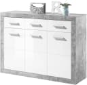 HBZ Stone 2 Kommode Weiß Beton Glanz 3 Türen 3 Schubkästen Bild 2