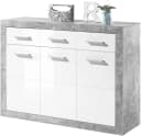 HBZ Stone 2 Kommode Weiß Beton Glanz 3 Türen 3 Schubkästen Bild 5