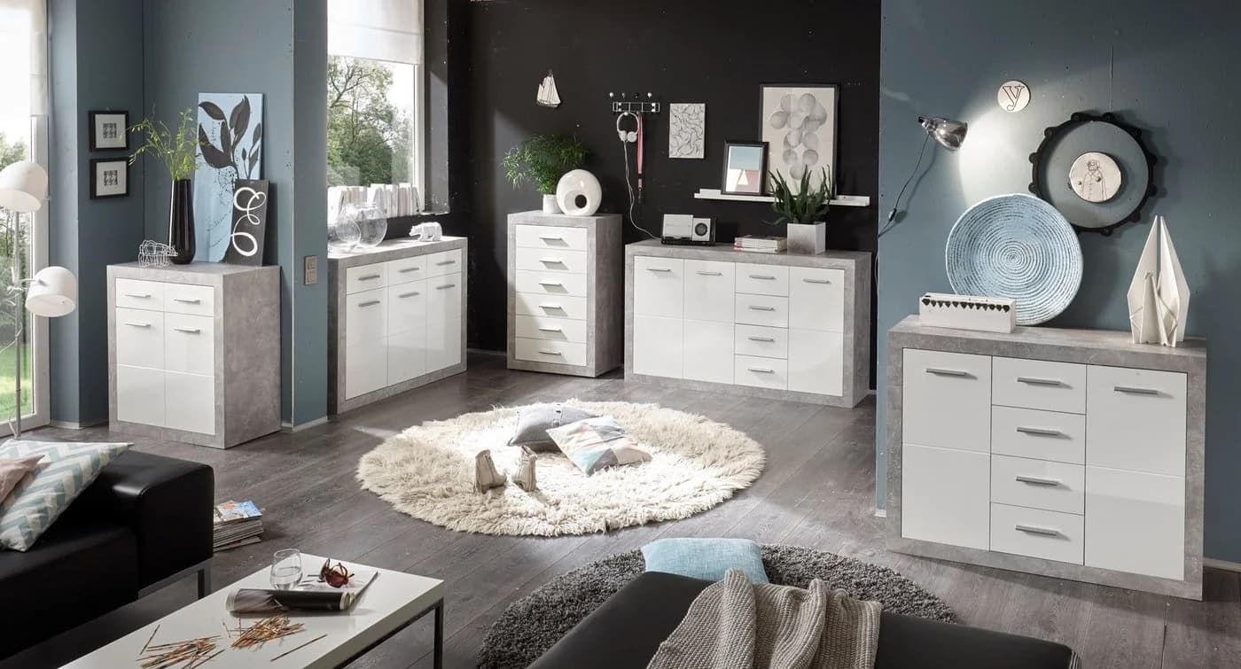 HBZ Stone 2 Kommode Weiß Glanz mit 4 Schubkästen - Bild 3