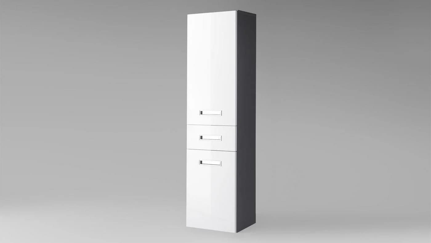 BEGA BBK Hochschrank Melissa Grau Weiß Hochglanz Badezimmer Hängeschrank - Bild 2