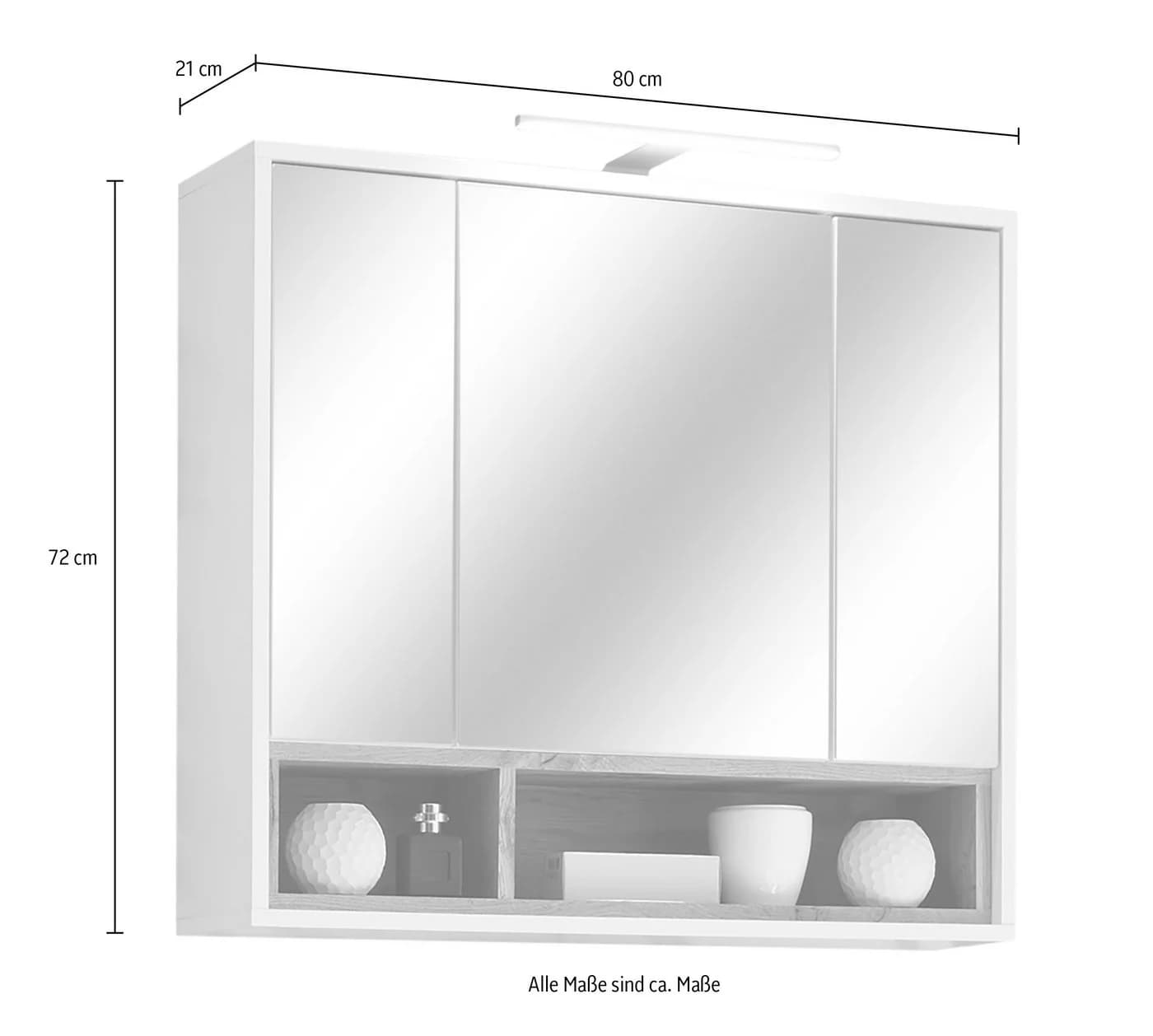 BASIC by Balculina Spiegelschrank Mila Weiß mit LED und Steckdose - Bild 3