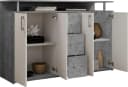 HBZ Drivno Sideboard 139x90x34 cm Weiß/Beton mit 3 Schubkästen Bild 5