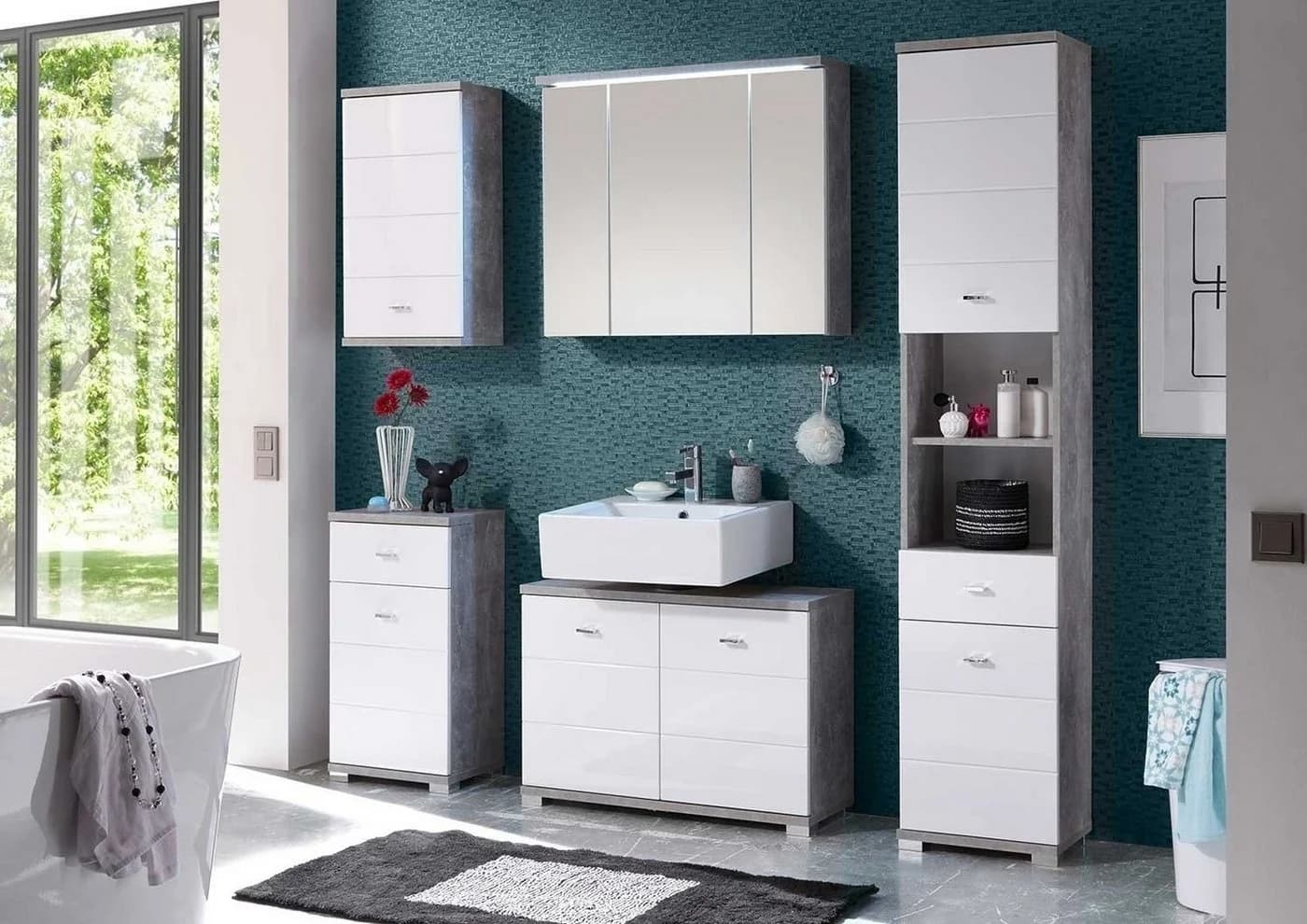Badezimmerspiegelschrank POOL Grau 3 Spiegeltüren LED - Bild 3