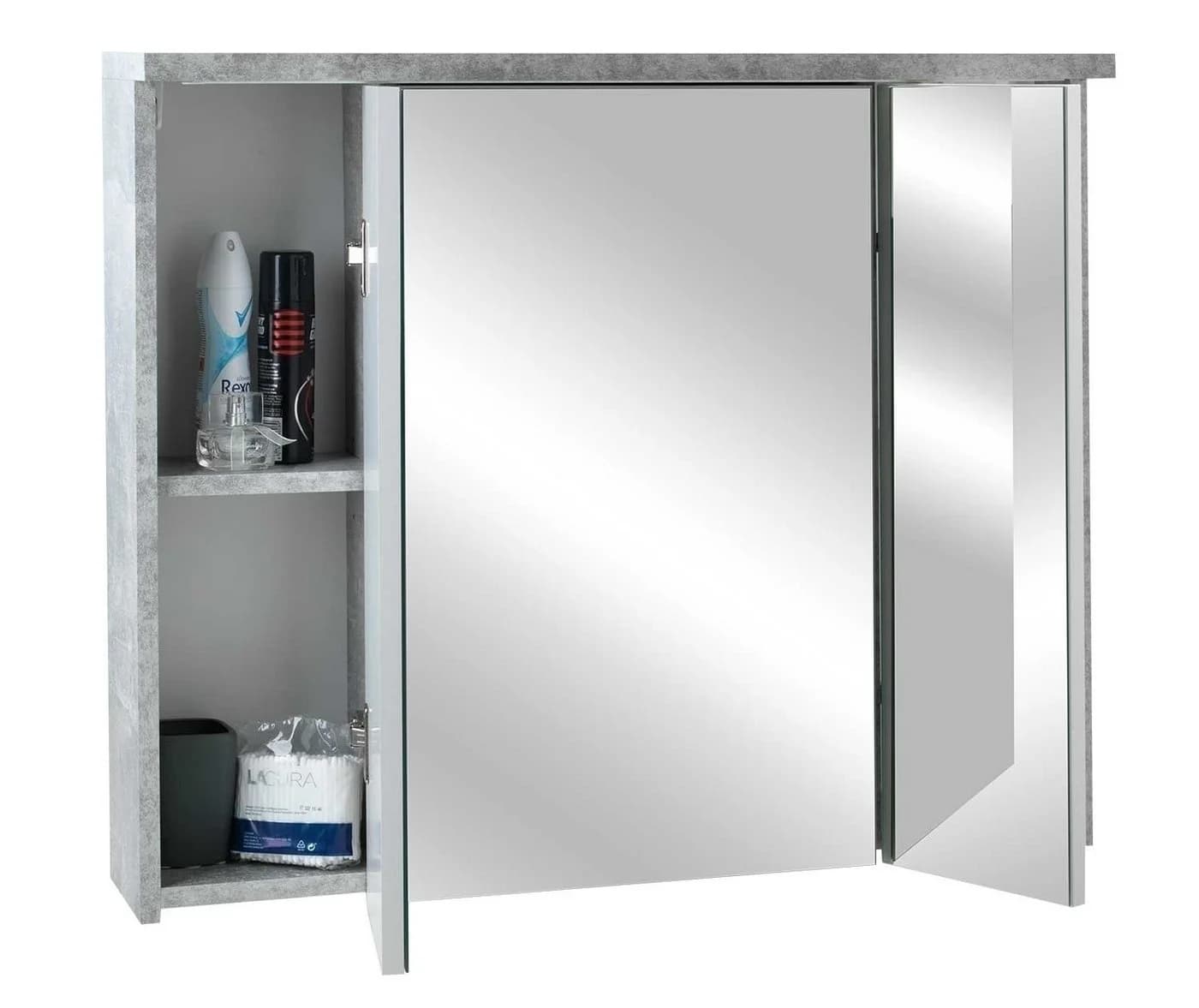 Badezimmerspiegelschrank POOL Grau 3 Spiegeltüren LED - Bild 4
