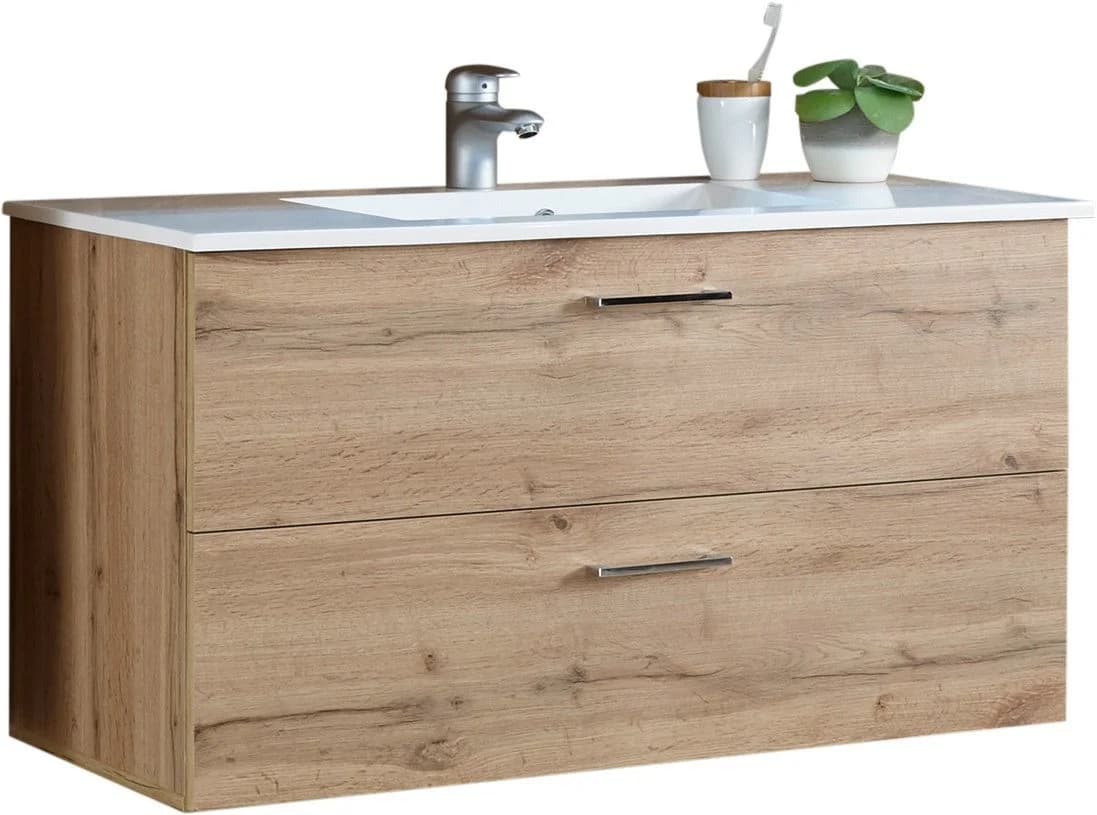 BASIC by Balculina Waschtisch Best Wildeiche mit Keramikbecken