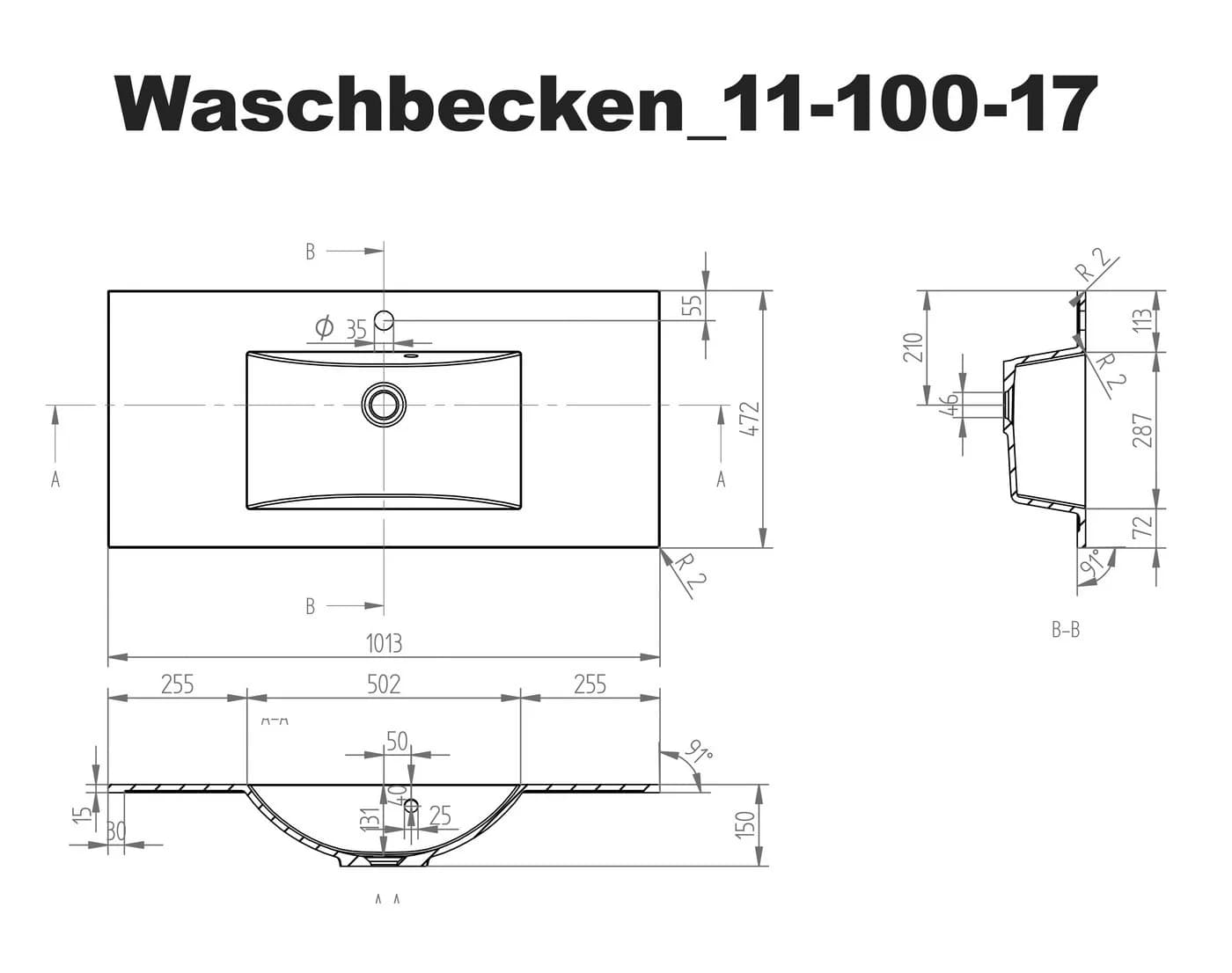 BASIC by Balculina Waschtisch Best Wildeiche mit Keramikbecken - Bild 4