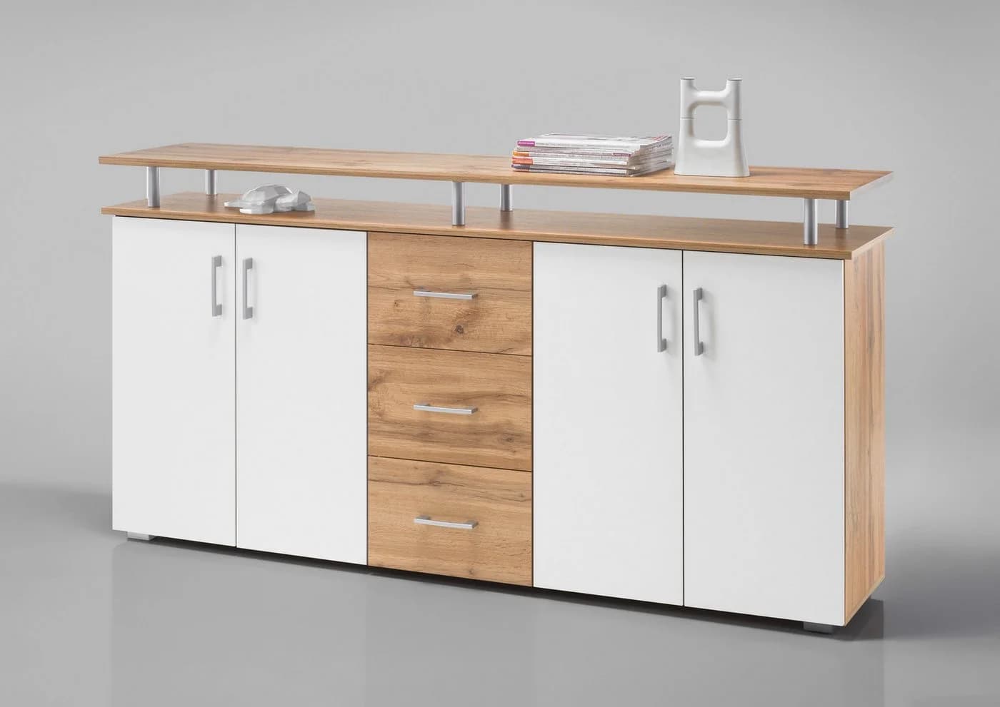 Bega Consult Highboard Wildeiche-Nachbildung Weiß 178x90x38 cm - Bild 3