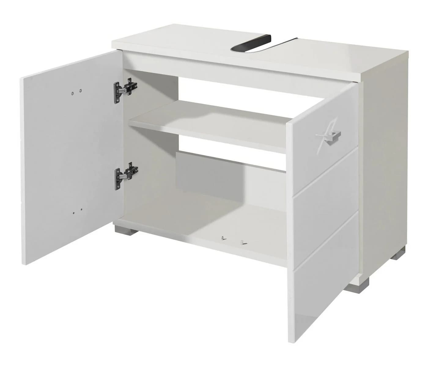 Livetastic Waschbeckenunterschrank Weiß Hochglanz 2 Türen - Bild 4