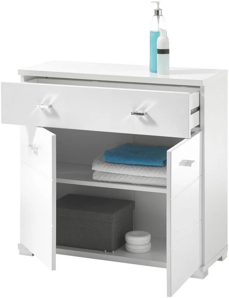Balculina Midischrank Pool Weiß Hochglanz 76x73x31 cm mit 2 Türen - Bild 3