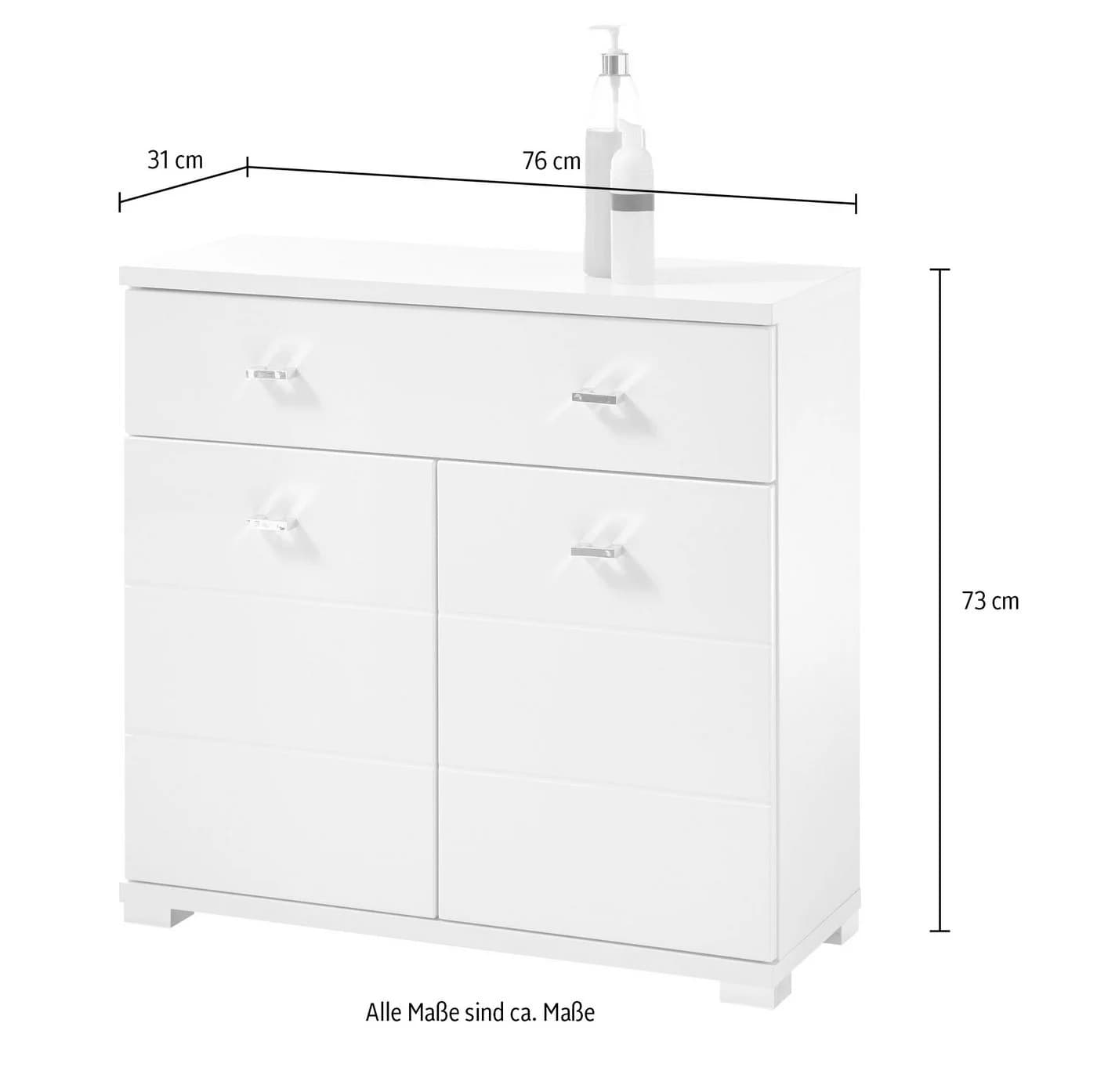 Balculina Midischrank Pool Weiß Hochglanz 76x73x31 cm mit 2 Türen - Bild 4