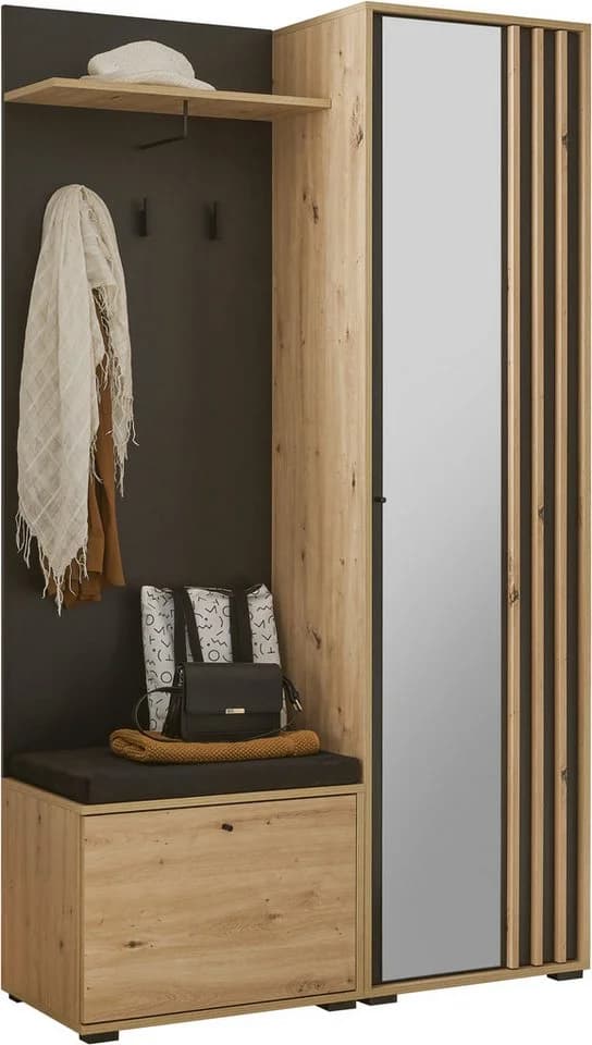 HBZ Volano Kompaktgarderobe Schwarz Eiche Artisan mit Softclose - Bild 2